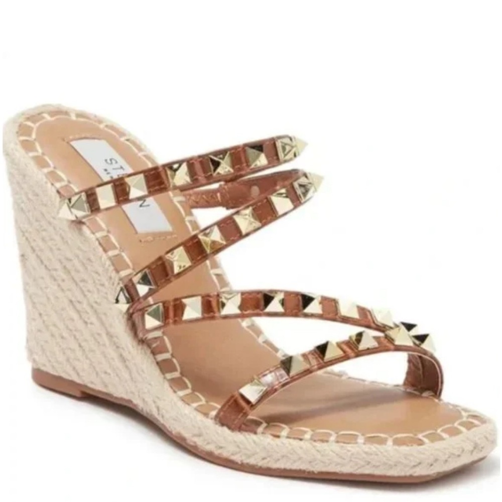 Steven By Steve Madden Gold and Brown Wedge Sandals